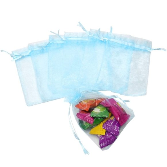 ⭐️5 for 20⭐️ 10 Light Blue Organza Drawstring Bags 3"x4" - Picture 2 of 8